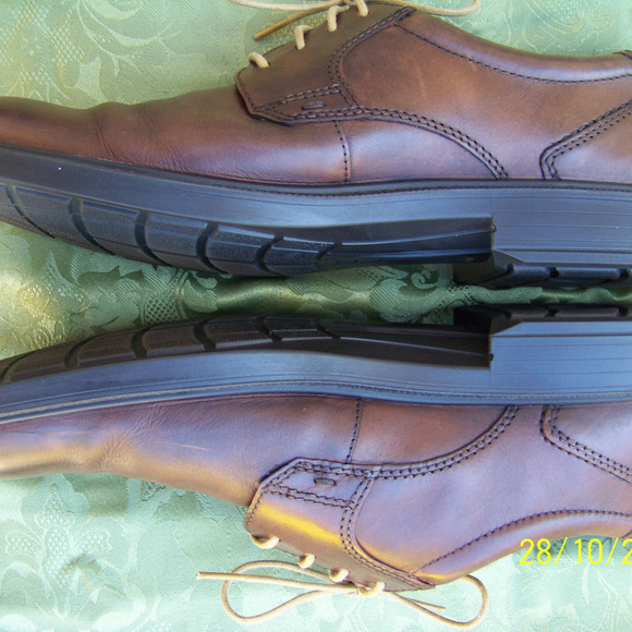 Ecco Atlanta Plain Toe Brown Leather Oxford 46 - Picture 2 of 8